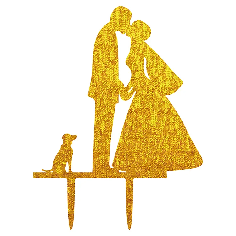 Золотистый серебристый блестящий акриловый Топпер для торта Свадебный невесты