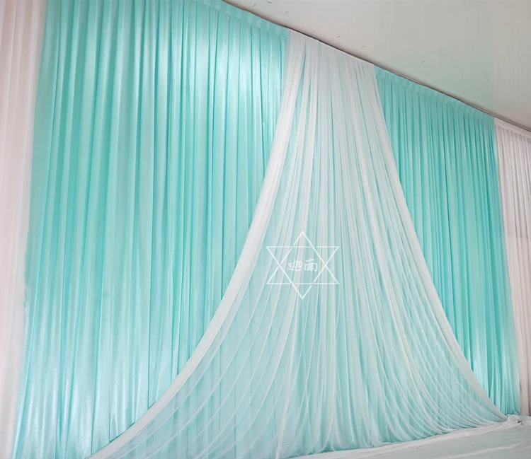 3*6 м Tiffany Blue Ice Slik Свадебный и праздничный фон занавеска с красивым тюлевым декором