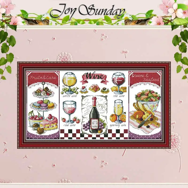 

Red wine and desserts counted Cross Stitch 11CT 14CT Cross Stitch Set Wholesale DIY Cross-stitch Kit Embroidery Needlework