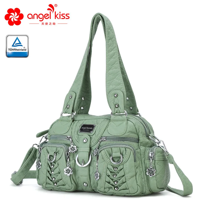 Модные женские сумки Angelkiss из мытой искусственной кожи Женская нежная