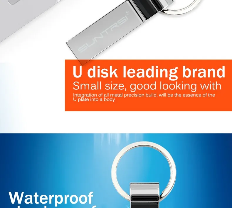 Suntrsi USB флеш-накопитель 64 Гб металлический флеш-накопитель USB флешка брелок Водонепроницаемый флеш-накопитель USB флеш-накопитель на заказ 32 Гб