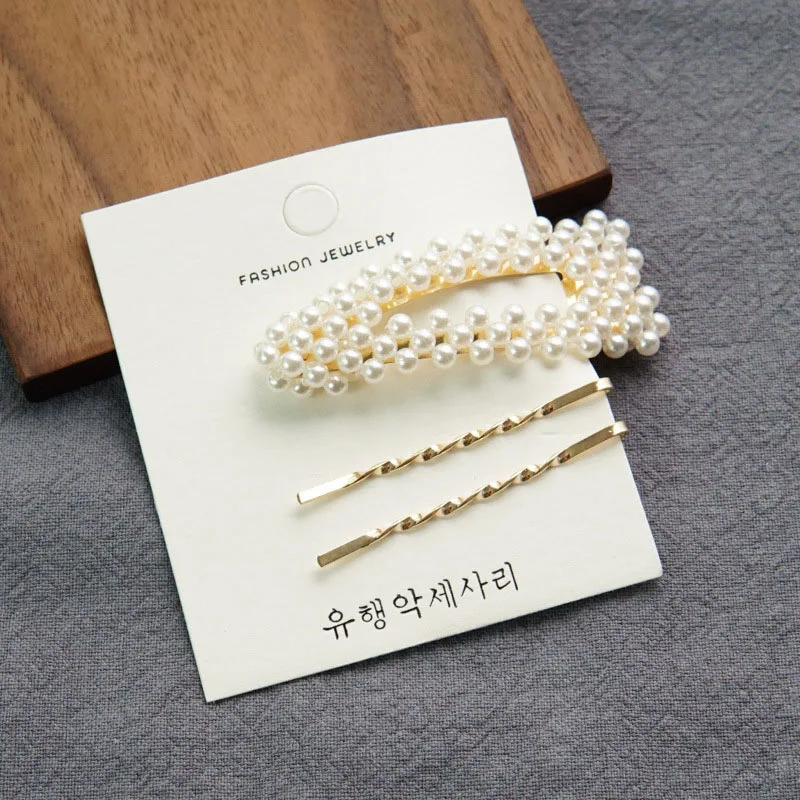 Levao New Fashion Girls Irregular Hairpins Faux Pearl Decor Hair Clips 4pcs Geometric Gold Alloy Hair Accessories for Women - Цвет: 6