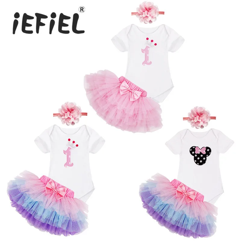 Нарядная одежда для маленьких девочек на первый день рождения комплекты летней