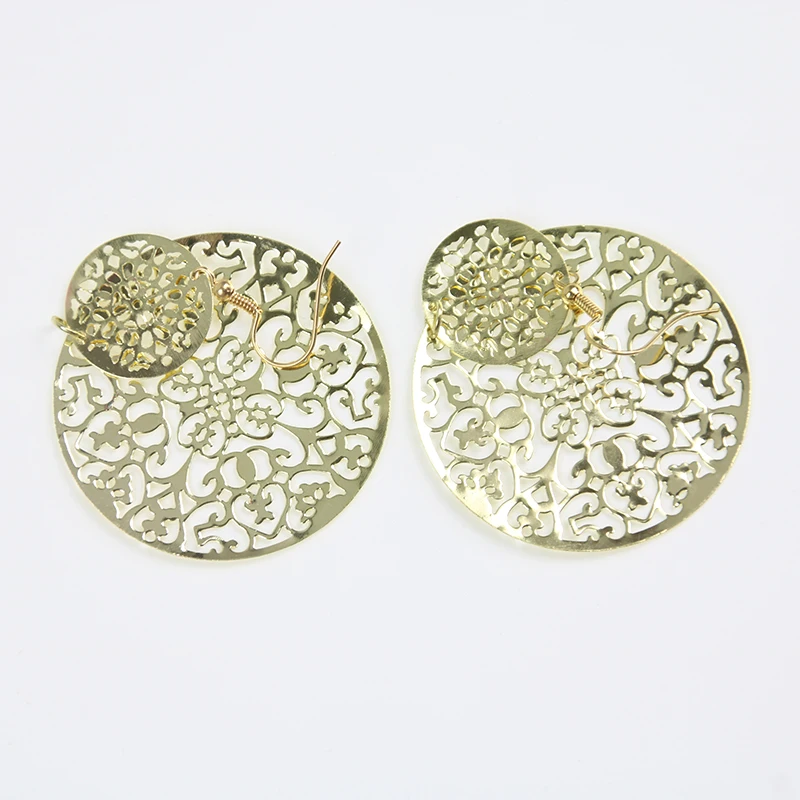 Длинные висячие серьги для женщин классический узор полые круглая бижутерия