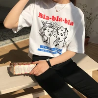 character printed letter simple all match fashion 2018 new spring short sleeve female cute college wind tees