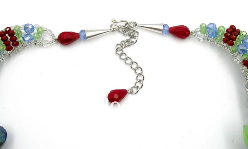 Multi Color Quartz Crystal Glass Beads Flower Collar Necklace | Украшения и аксессуары