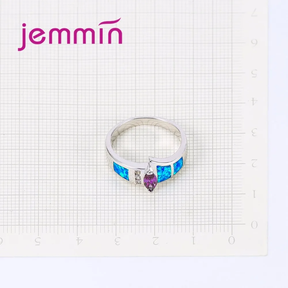 

Trendy Female Blue Opal Ring Jewelry Fashion Wedding Rings For Women Water Drop Purple Crystal Ring