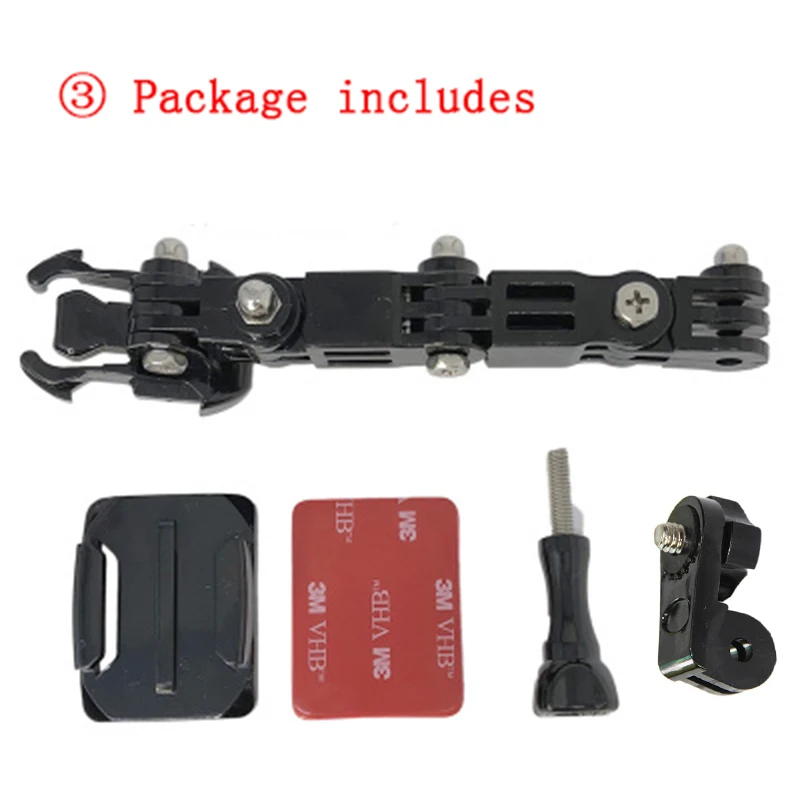 Package includes 3 Крепление на мотоциклетный шлем изогнутый клейкий кронштейн для Xiaomi yi 4K Gopro Hero 8 7 6 5 4 SJCAM sj4000 Eken H9 аксессуары для экшн-камеры - Цвет: Package includes 3