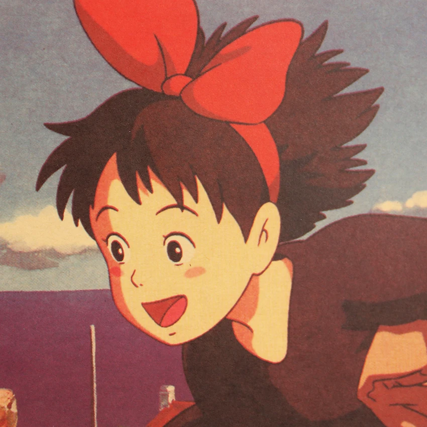 TIE LER Hayao Miyazaki Kiki, служба доставки, крафт-бумага, плакат, украшение для помещений, настенная наклейка, картина, настенная бумага, 50,5X35 см