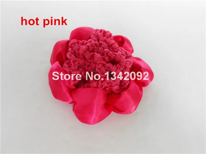 hot pink 10 шт./партия, конский показ, нарядное платье, Crew Burlesque, однотонная булочка, сетка для волос с бантом - Цвет: hot pink