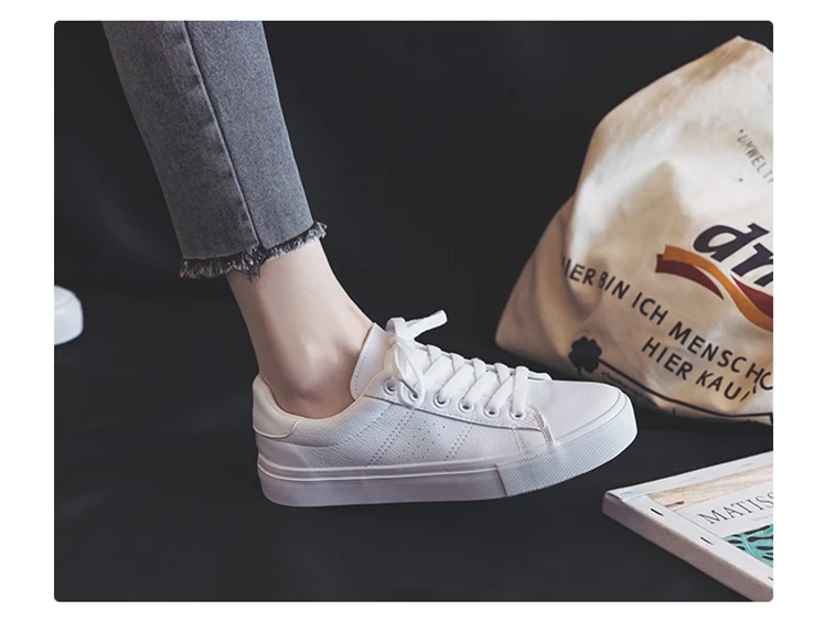 Кроссовки женские из натуральной кожи на платформе Вулканизированная подошва