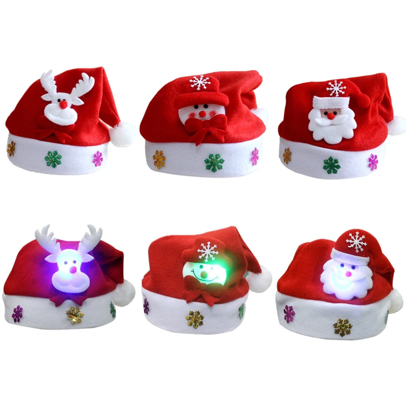 1 шт. светодиодный Рождественский головной убор Санта Клауса оленя снеговика