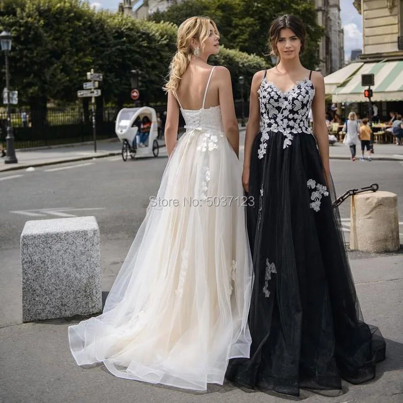 Vestido De Noiva Свадебные платья цвета шампанского трапециевидные бретельки v-образный