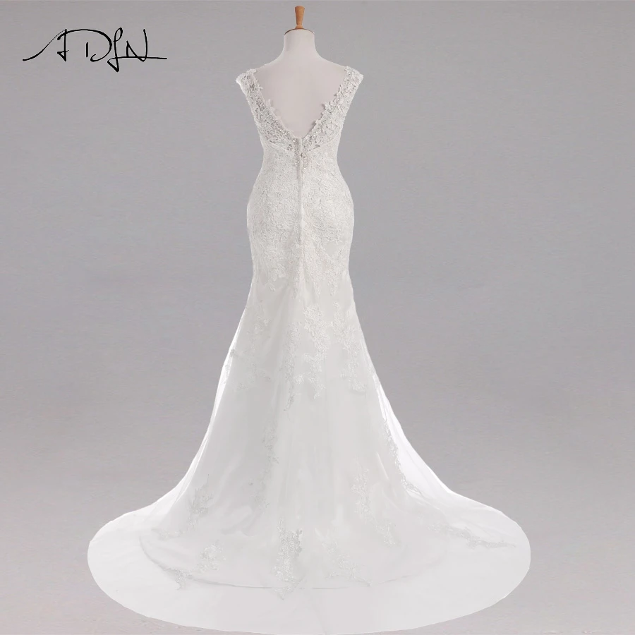 ADLN Дешевые Свадебное платье v образным вырезом Кепки рукава Бисер Свадебные