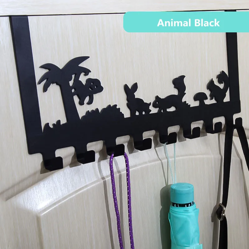 Animal Black Yooap Прочный Бамбуковый дверной крючок вешалка для одежды для полотенец брюки пальто 25*41 см Органайзер Домашний для хранения кухня 5 крючков подшипник - Цвет: Animal Black