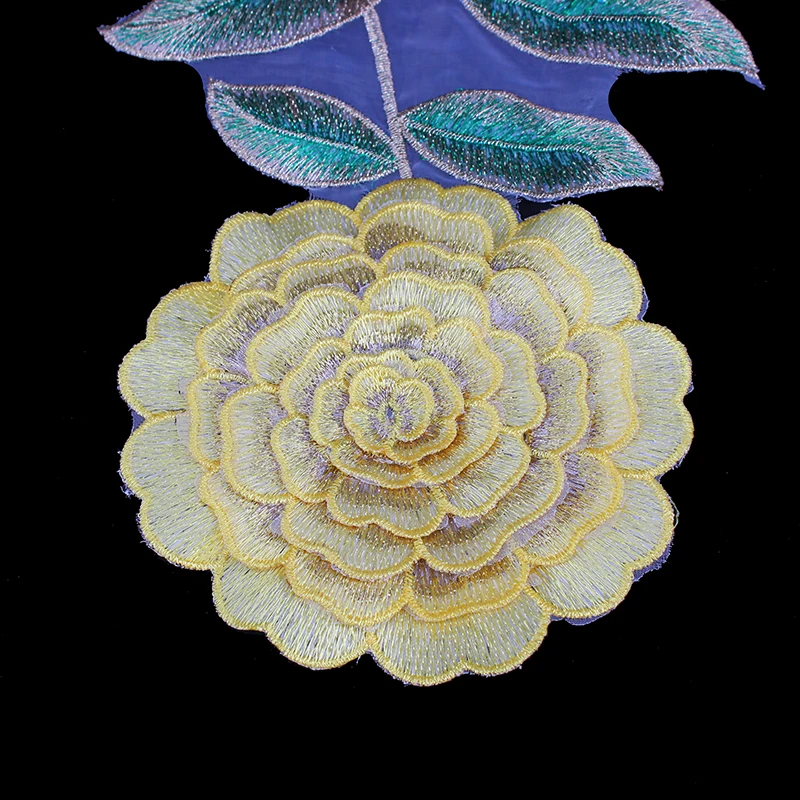 10 шт. золотистые металлические кружевные патч корд с 3d желтой вышивкой