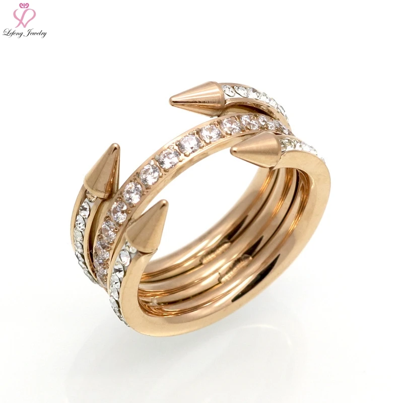 Lefeng 4 круглый острым из нержавеющей стали свадебные кольца пара для женщин и