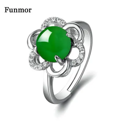 Funmor зеленый изумруд 925 пробы Серебряное кольцо ювелирные изделия для женщин леди