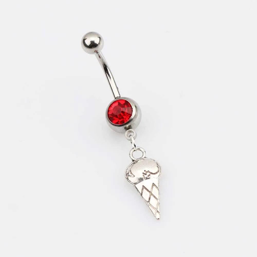 New Summer Ice Cream Navel Nail Cute Body Piercing Crystal Dangle Belly Button Ring Bar Women Girls Jewelry | Украшения и