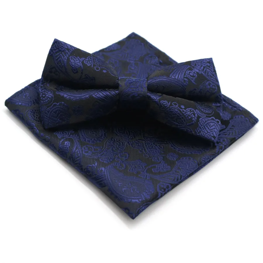 BWF-11 Classic Men's Floral Paisley Pocket Square Bows Tie Set Adjustable Handkerchief Bowtie Sets Wedding Party Necktie Hanky Lot - Цвет: BWF-11