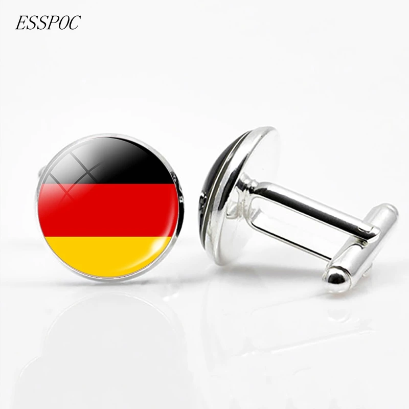 Germany Великобритания запонки с изображением флага Европа Национальный флаг Франция Италия Испания Польша. Голландский Флаг России мужские свадебные запонки - Окраска металла: Germany