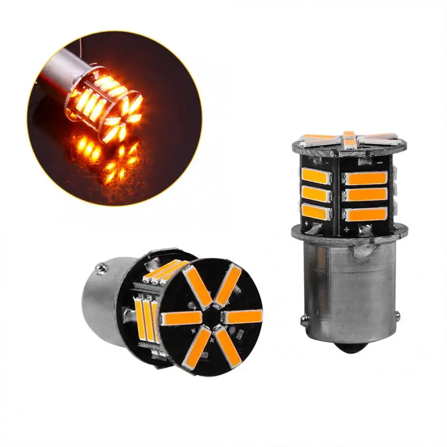 2 шт. S25 1156 BA15S 7014 21SMD LED Автомобильные светодиодные лампы сигнальные огни Янтарный