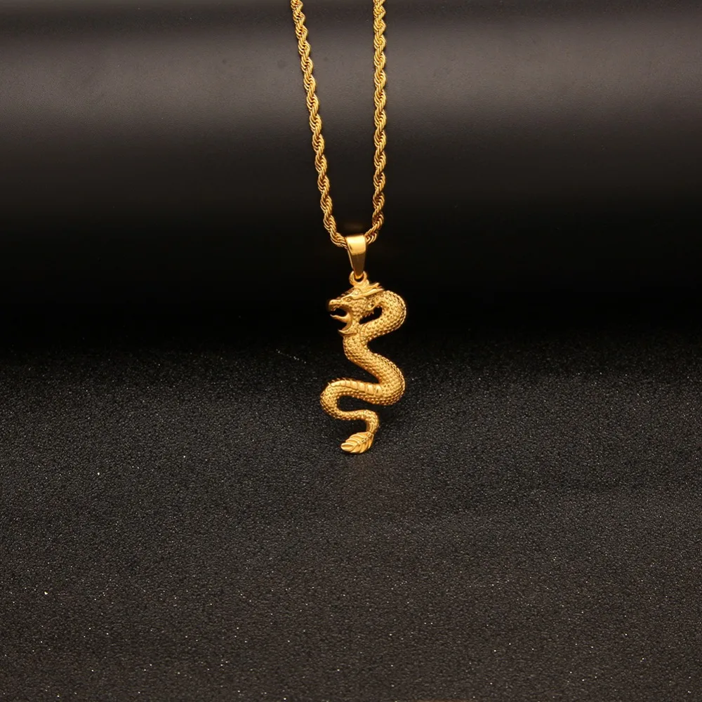 Золотой цвет нержавеющая сталь форма дракона подвески мужские хип-хоп/рок Модные