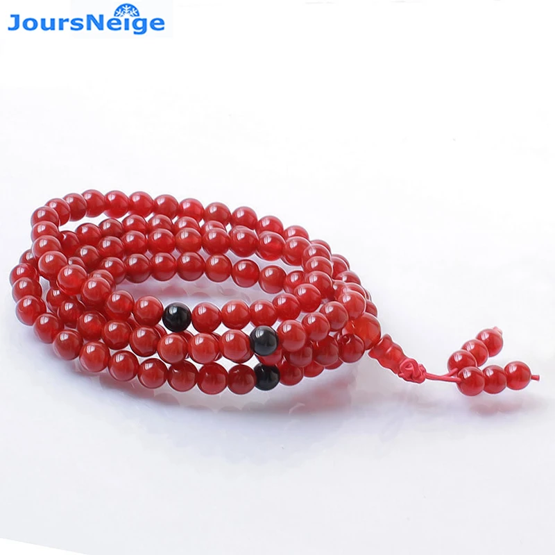 Изящные красные браслеты с натуральным кристаллом 108 бусин Будды ручное ожерелье