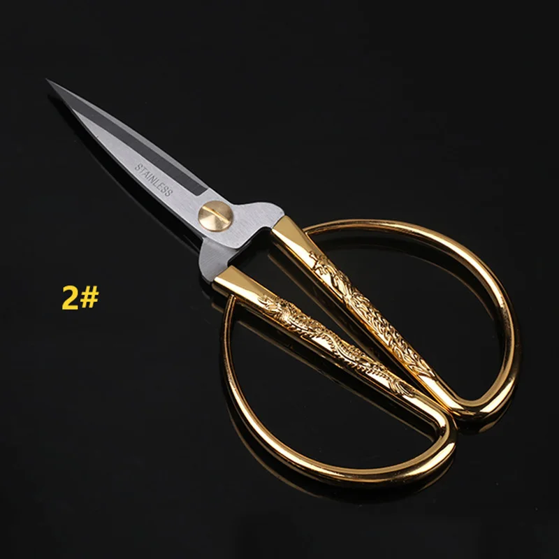 Горячие ножницы из нержавеющей стали резной золотой тон дракон для рукоделия