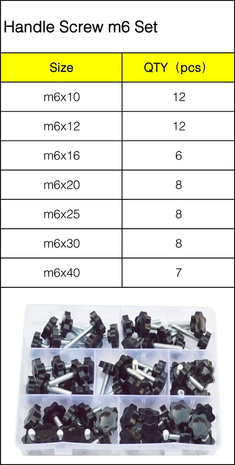 

Thread Star Shaped Head Clamping Screw Bolt Knob For Industry Equipment Plastic Carbon Steel Galvanization Assortment Kit Set M6