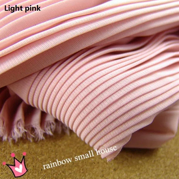 Light pink Новая гофрированная шифоновая кружевная ткань 120D комбинированная Вертикальная плиссированная мнущаяся кружевная шифоновая ткань 150 см ширина 5 метров - Цвет: Light pink