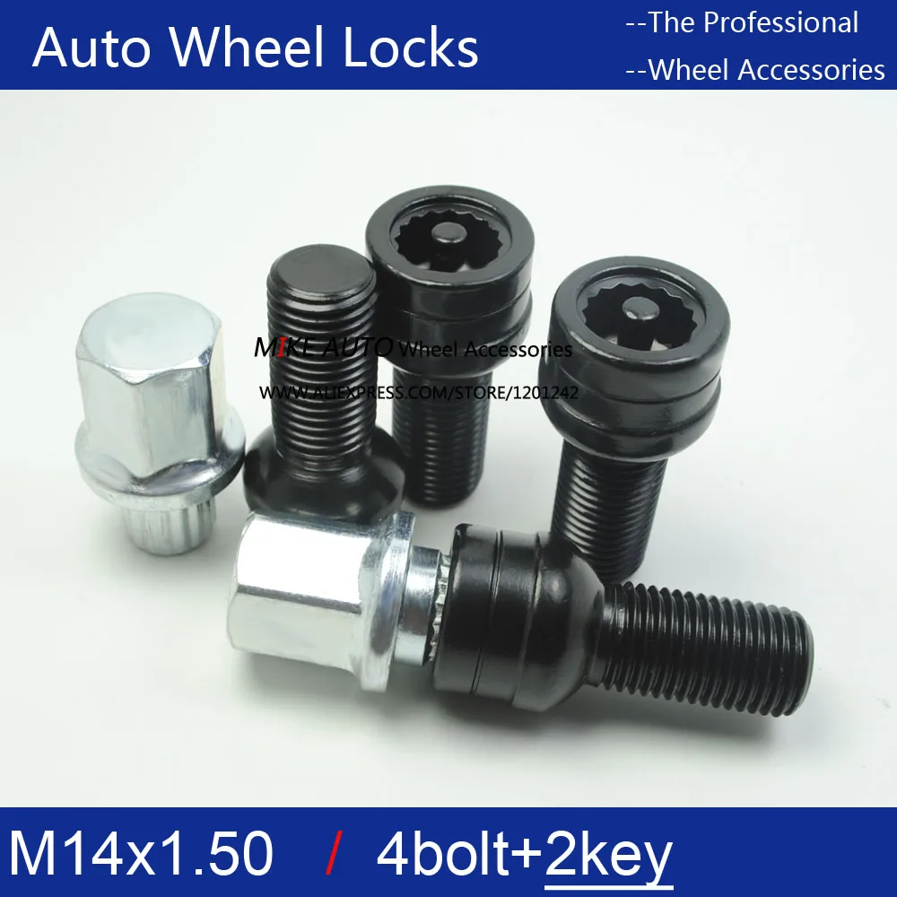 4Bolts2keys M14x1.50mm 1 5 Колесный болт для замка анти сдвижная гайка VW Golf 6 7 LAVIDA Tiguan CC Passat Polo