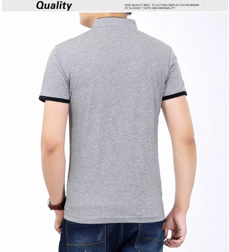Летняя Новинка, модная брендовая одежда, мужская однотонная Приталенная футболка с коротким рукавом, мужские повседневные футболки с воротником-стойкой