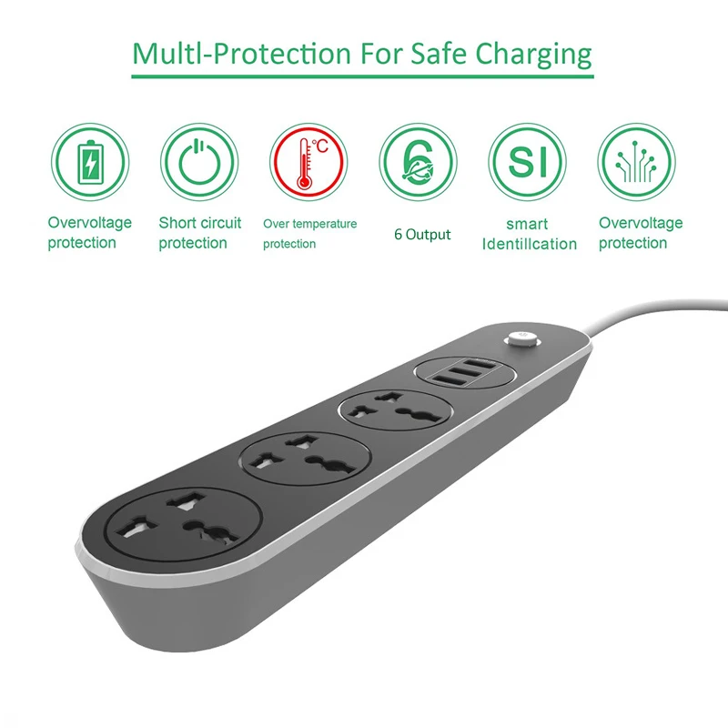INGMAYA 3 порта USB зарядное устройство 3.1A с силовой полосой 3 выхода 2500 ватт Защита от перенапряжения для iPhone iPad samsung huawei Mi LG AC адаптер