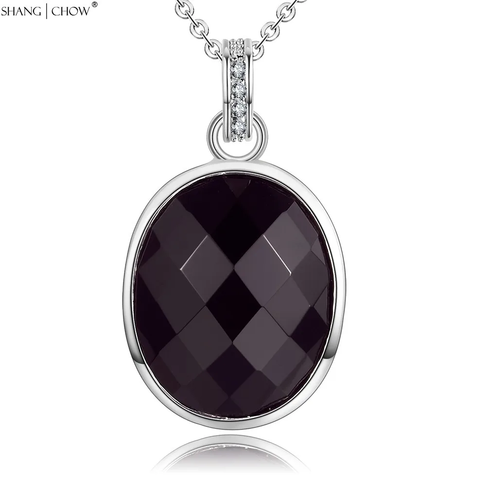 Модные ювелирные изделия Овальный острый черный оникс Подвеска из стерлингового