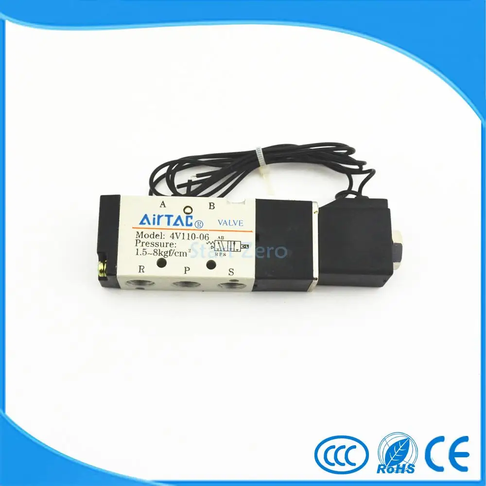 Пневматический 5 Way 2 Позиция 1/" электромагнитный клапан Airtac 4V110-06