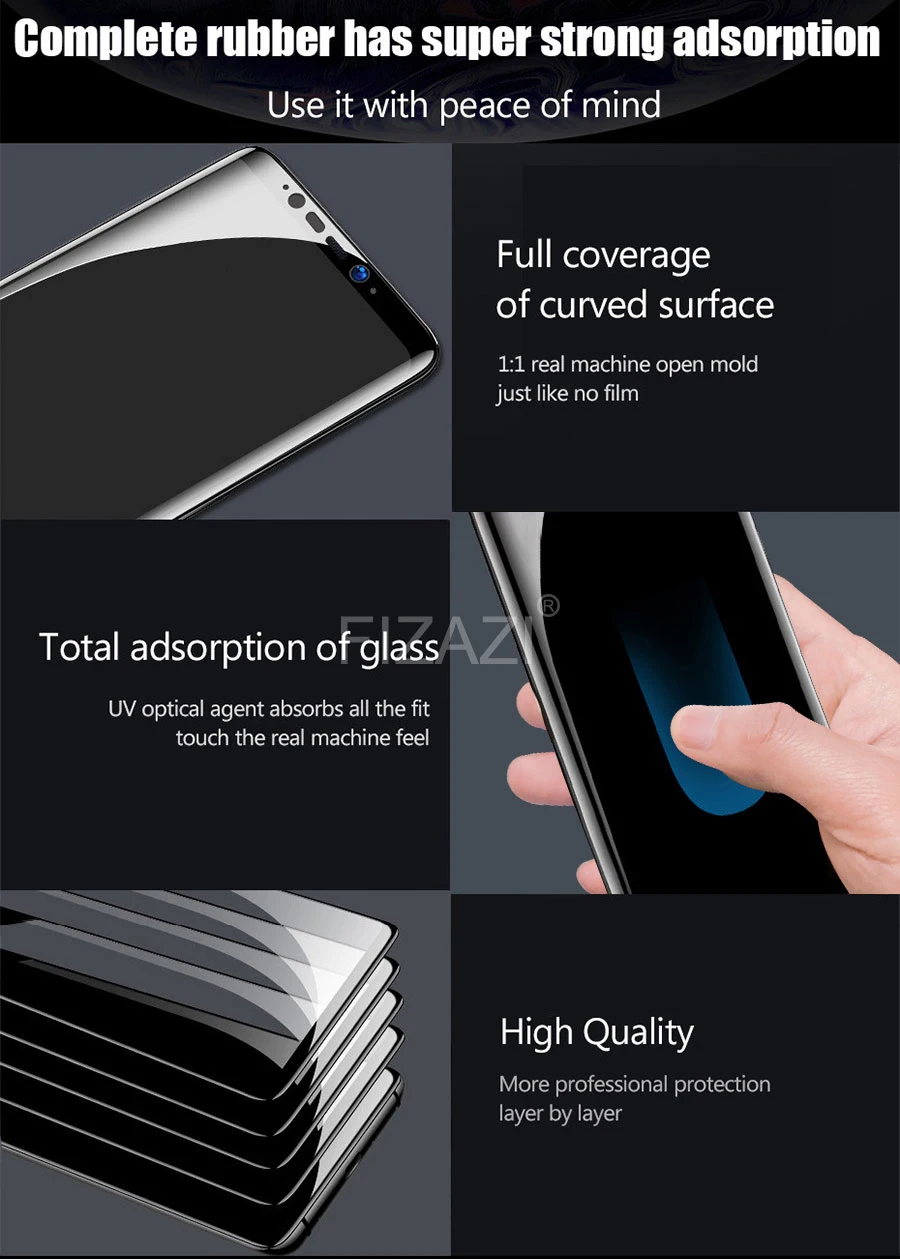 20D полное изогнутое полное покрытие из закаленного стекла для samsung Galaxy S8 S9 Plus Note 8 9 Защита экрана для samsung A8 A6 S7 Edge