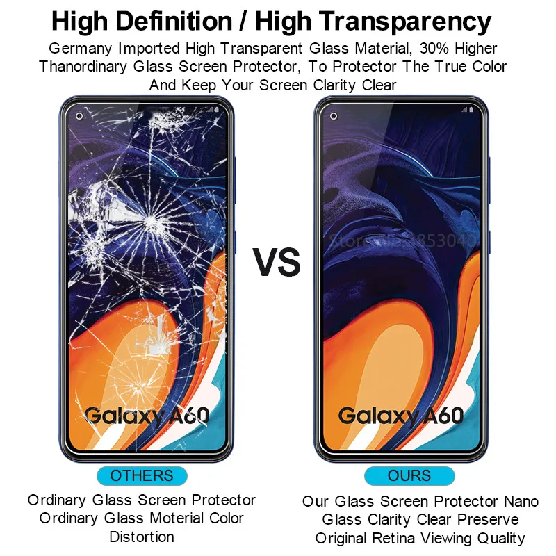 Закаленное стекло для Samsung Galaxy A60 Защитная пленка экрана 9H 2.5D Защитное a6060