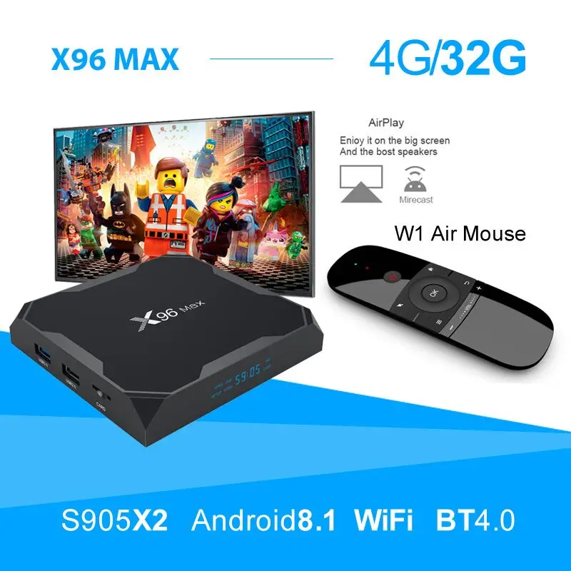 X96 Max Android 8,1 Amlogic S905X2 LPDDR4GB 64GB quad core tv BOX 2,4G 5G Wifi BT 1000M H.265 4K60fps Smart tv box X96Max - Цвет: 4G32G Add W1