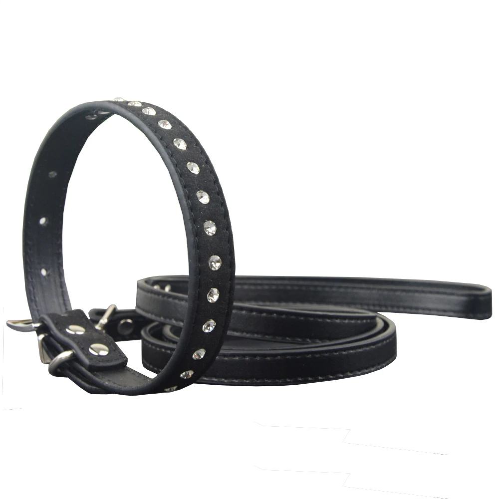 Брендовый ошейник Global Baby из мягкой замши с блестящими бриллиантами для собак и