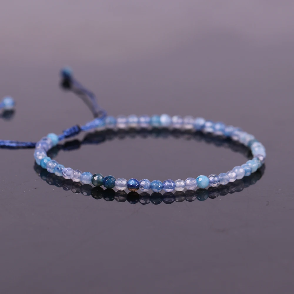 Natural Stone Bracelet Small Blue Pure Crystal Reiki Cleanses Energy Beaded Hand Jewelry Women’s Bracelets Top Quality