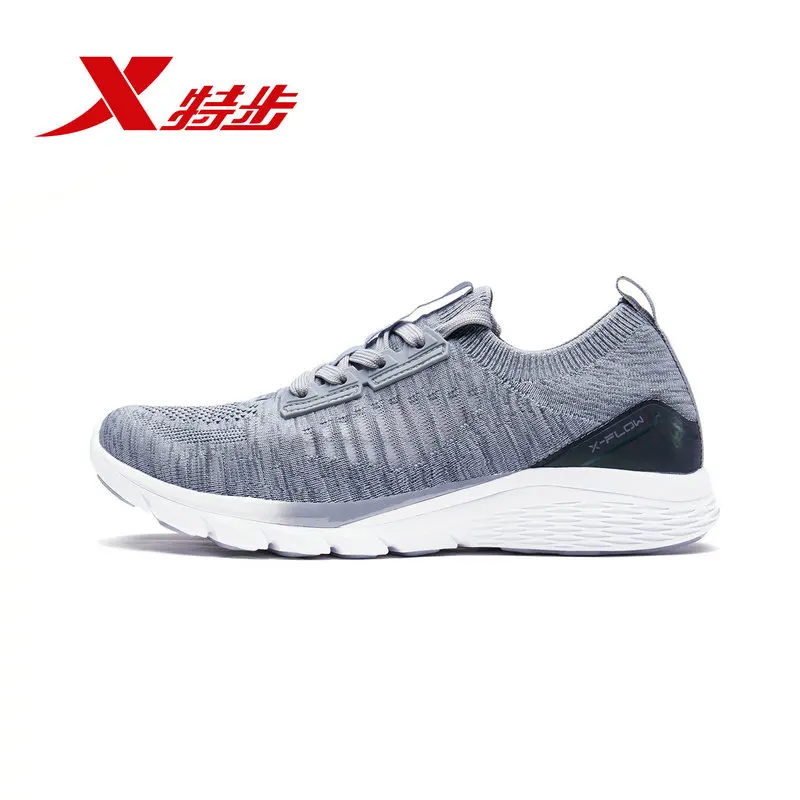 gray Xtep X-Flow модные Для Мужчин's Для женщин кроссовки шок поглощающие носки обувь Легкий дышащий материал беговые кроссовки унисекс 982219119573 - Цвет: gray