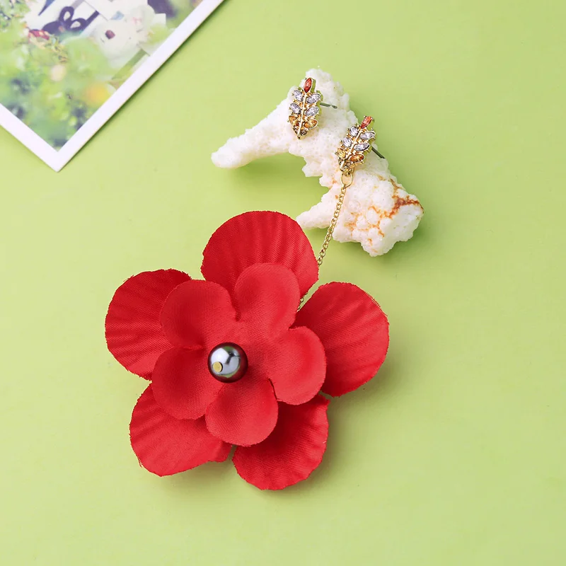 Этнические акриловые серьги для женщин с искусственным жемчугом и красным