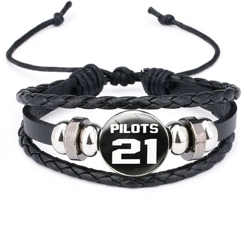 AP0295 Браслет Twenty One Pilots со стеклянным кабошоном, многослойный Плетеный Кожаный Браслет, музыкальный браслет, знак для унисекс - Окраска металла: AP0295