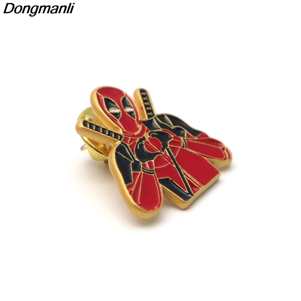 P2306 Dongmanli, новинка, Дэдпул, 2 Броши, Золотая эмаль, цветная булавка для рюкзака/сумки/джинсовой одежды, значок на лацкане, ювелирное изделие