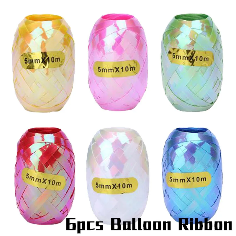 6pcs Balloon Ribbon JOY-ENLIFE 5 м аксессуары для шаров цепочка для шаров 110 отверстия шары на день рождения или свадьбу лента декорации аксессуары - Цвет: 6pcs Balloon Ribbon