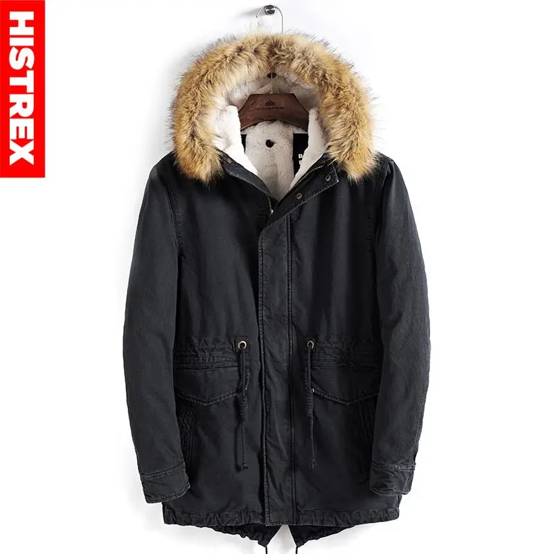 HISTREX/Новая Мужская парка из плотного флиса, хлопок, свободный крой, зимняя-40'C, сохраняющая тепло, Мужская Военная джинсовая куртка Amry темно-синего цвета HPDJY