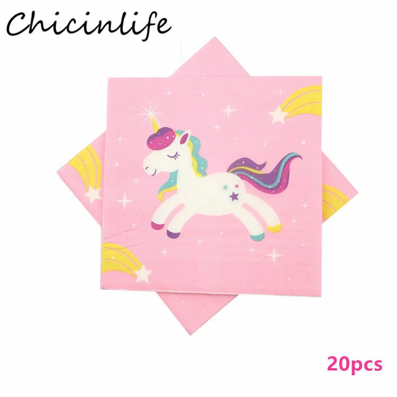 Chicinlife 20 шт./пакет Синий/Розовый Единорог бумажная салфетка день рождения
