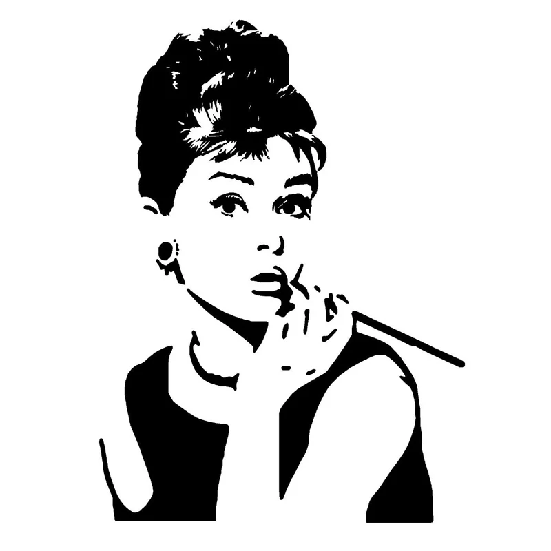 

12.1cm*16.6cm AUDREY HEPBURN Portrait Fashion Car Styling Decor Stickers Decals Black/Silver S3-6915