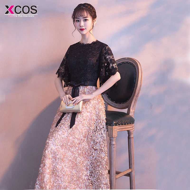 Robe De Soiree/2018 новое вечернее платье черного цвета с кружевом хаки длиной до пола